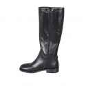 Woman's boot in black leather with zipper and wingtip heel 3 - Available sizes:  33, 44, 45