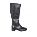 Bottes pour femmes en cuir noir avec bout carré et fermeture éclair talon 4 - Pointures disponibles:  42