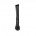 Bota para mujer en piel negra con punta cuadrada y cremallera tacon 4 - Tallas disponibles:  42