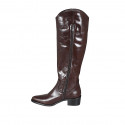 Botte texan pour femmes avec demi fermeture éclair en cuir marron talon 5 - Pointures disponibles:  33