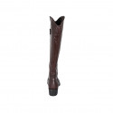 Botte texan pour femmes avec demi fermeture éclair en cuir marron talon 5 - Pointures disponibles:  33
