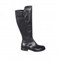 Woman's boot in black leather with zipper and buckle heel 3 - Available sizes:  33, 45, 47