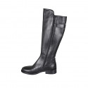 Bota para mujer en piel negra con cremallera y hebilla tacon 3 - Tallas disponibles:  33, 45, 47