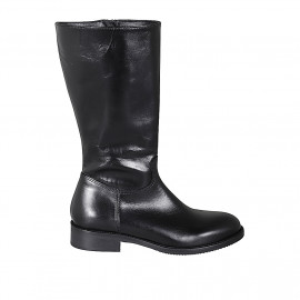 Bottes basses pour femmes en cuir noir avec fermeture éclair talon 3 - Pointures disponibles:  32, 34, 42, 44
