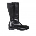 Woman's low boot in black leather with zipper heel 3 - Available sizes:  32, 34, 42, 44