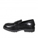 Mocassin pour femmes en cuir brossé noir talon 3 - Pointures disponibles:  33