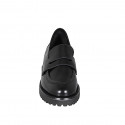 Woman's mocassin in black brush-off leather heel 3 - Available sizes:  33