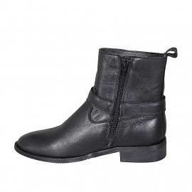 Bottines à bout pointu pour femmes avec boucle en cuir noir avec talon 3 - Pointures disponibles:  32, 45 2
