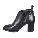Bottines basses pour femmes avec boucle et fermeture éclair en cuir noir talon 7 - Pointures disponibles:  35, 44, 45