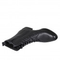 Stivaletto stringato da donna con cerniera in pelle liscia nera tacco 3 - Misure disponibili: 32, 33, 44