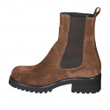Woman's ankle boot in brown suede with elastic bands heel 5 - Available sizes:  42, 44, 45