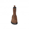 Woman's ankle boot in brown suede with elastic bands heel 5 - Available sizes:  42, 44, 45