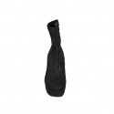 Woman's ankle boot with zipper and platform in black elastic material and suede heel 10 - Available sizes:  42, 43