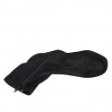 Stivaletto da donna con cerniera e plateau in camoscio ed elasticizzato nero tacco 10 - Misure disponibili: 42, 43