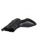 Bottine à bout pointu pour femmes avec fermeture éclair et boucle en daim imprimé bronce et cuir noir talon 5 - Pointures disponibles:  33, 42, 43