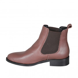 Bottines basses pour femmes avec élastiques en cuir marron talon 3 - Pointures disponibles:  44 2