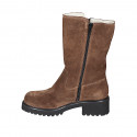 Bota para mujer con cremalleras en gamuza cognac tacon 5 - Tallas disponibles:  35, 42