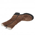 Bottes pour femmes avec fermetures éclair en daim cognac talon 5 - Pointures disponibles:  35, 42