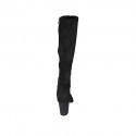 Woman's knee-high boot in black suede and elastic material with zipper heel 7 - Available sizes:  43