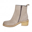 Woman's ankle boot in dove grey suede with zipper heel 5 - Available sizes:  32