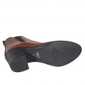 Stivaletto da donna con cerniera ed elastico in pelle color cuoio tacco 6 - Misure disponibili: 42, 43, 44