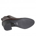 Botin para mujer con cremallera y elastico en piel marron tacon 6 - Tallas disponibles:  43, 44, 45