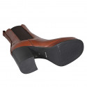 Bottines pour femmes en cuir cognac avec élastiques et plateforme talon 8 - Pointures disponibles:  42