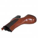Bottines pour femmes en cuir cognac avec élastiques et plateforme talon 8 - Pointures disponibles:  42
