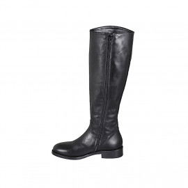 Bottes pour femmes avec fermeture éclair en cuir noir talon 3 - Pointures disponibles:  34 2