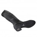 Botas sobre la rodilla para mujer en piel y material elastico negro con media cremallera tacon 5 - Tallas disponibles:  32, 33, 34