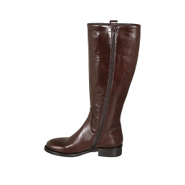 Bottes pour femmes en cuir marron avec fermeture éclair talon 3 - Pointures disponibles:  33, 34, 44 2