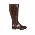 Woman's boot in brown leather with zipper heel 3 - Available sizes:  33, 34, 44