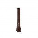 Woman's boot in brown leather with zipper heel 3 - Available sizes:  33, 34, 44