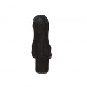 Botines con cremallera y elastico para mujer en gamuza negra tacon 7 - Tallas disponibles:  32, 33, 44, 45