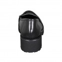 Woman's mocassin in black brush-off leather heel 5 - Available sizes:  45
