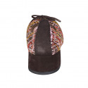 Ballerine avec noeud et bout droit pour femmes en daim marron et tissu multicouleur talon 4 - Pointures disponibles:  42