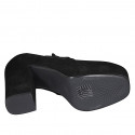 Woman's mocassin in black suede with platform and accessory heel 10 - Available sizes:  33
