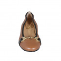 Ballerine avec accessoire pour femmes en cuir marron clair et cuir verni noir talon 3 - Pointures disponibles:  42, 43, 44
