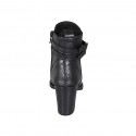 Woman's ankle boot with zipper and buckles in black leather heel 7 - Available sizes:  43, 45