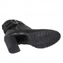 Woman's ankle boot with zipper and buckles in black leather heel 7 - Available sizes:  43, 45