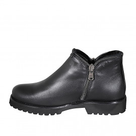 Stivaletto basso da donna con doppia cerniera in pelle nera tacco 3 - Misure disponibili: 35 2