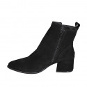 Woman's pointy ankle boot in black suede with zipper heel 5 - Available sizes:  33, 34, 35, 42