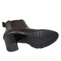 Botines para mujer en piel marron oscuro con elasticos tacon 7 - Tallas disponibles:  42, 44, 45