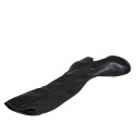 Bottes au genou pour femmes en cuir et matériau élastique noir avec fermeture éclair talon 7 - Pointures disponibles:  33, 42