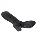 Stivale al ginocchio da donna in pelle ed elasticizzato nero con cerniera tacco 6 - Misure disponibili: 32, 33