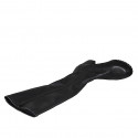 Botas à la rodilla para mujer en piel y material elastico negro con cremallera tacon 6 - Tallas disponibles:  32, 33