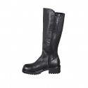Bottes pour femmes avec fermeture éclair en cuir et matériau elastique noir talon 5 - Pointures disponibles:  45
