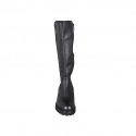 Stivale da donna con cerniera in pelle ed elasticizzato nero tacco 5 - Misure disponibili: 45