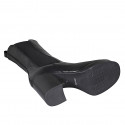 Bottines hautes pour femmes en cuir noir avec élastiques et plateforme talon 8 - Pointures disponibles:  32, 42, 43