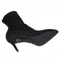 Botines a punta para mujer en gamuza y material elástico negro tacon 7 - Tallas disponibles:  33, 42, 43, 46